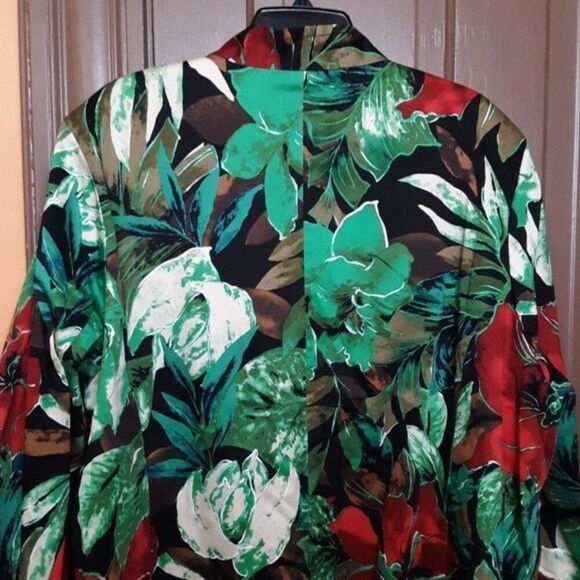 Vintage Erin London Women's 2X Tropical Flower Motif Cardigan Blazer - Picture 4 of 12